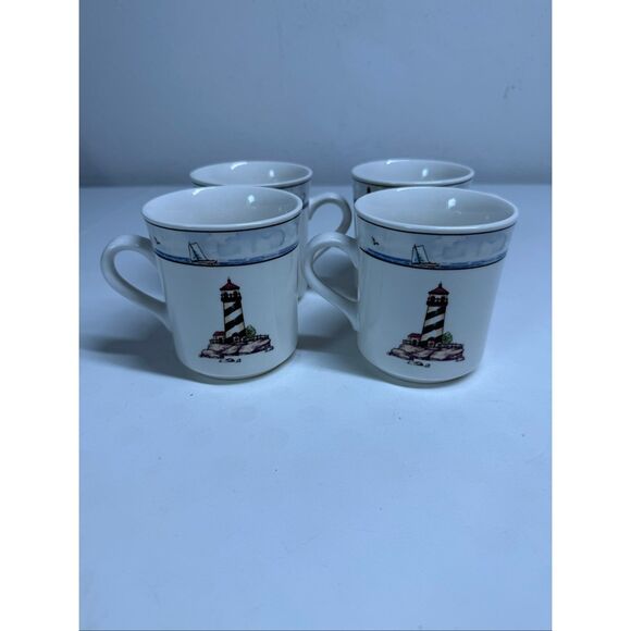 Totally Today Coastal Lighthouse Mugs 8oz. Set of 4 - Picture 2 of 7